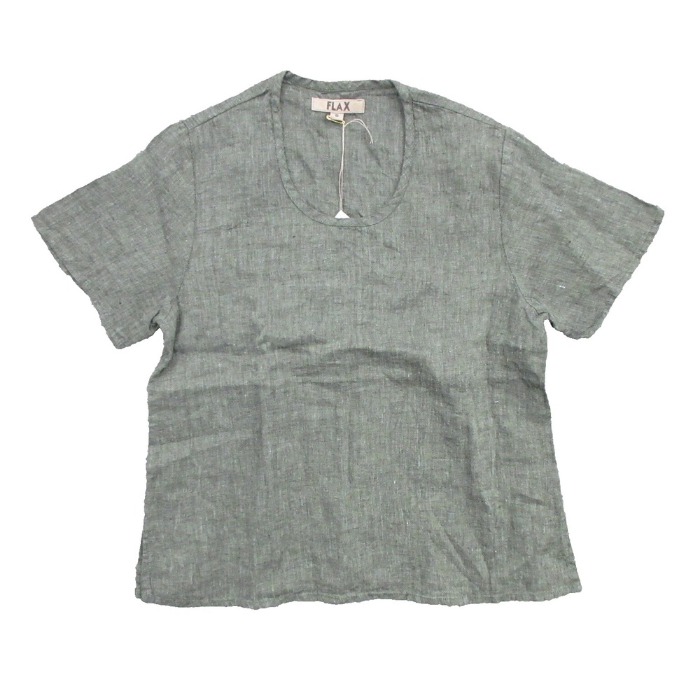 FLAX Designs Linen Size Small Top Blouse Pullover Short Sleeve Scoop Neck New